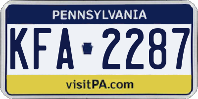 PA license plate KFA2287