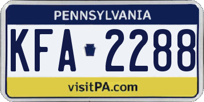 PA license plate KFA2288