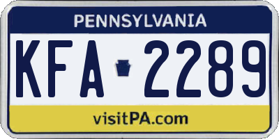 PA license plate KFA2289
