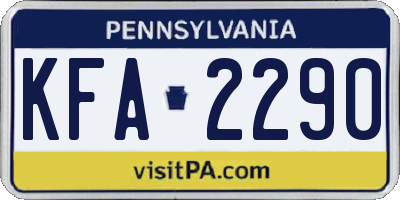 PA license plate KFA2290