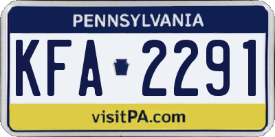 PA license plate KFA2291