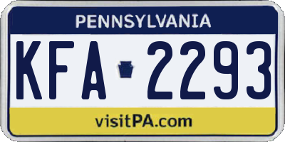 PA license plate KFA2293