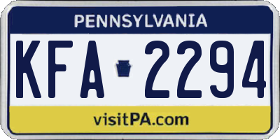 PA license plate KFA2294