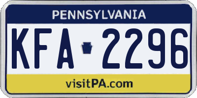 PA license plate KFA2296
