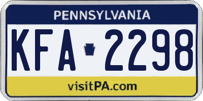 PA license plate KFA2298