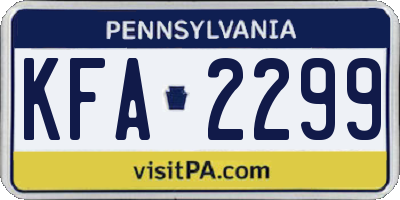 PA license plate KFA2299