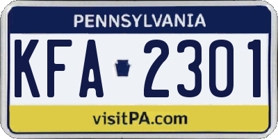 PA license plate KFA2301