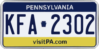 PA license plate KFA2302