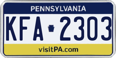 PA license plate KFA2303