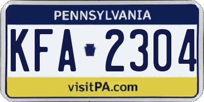 PA license plate KFA2304