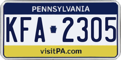 PA license plate KFA2305