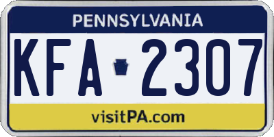 PA license plate KFA2307