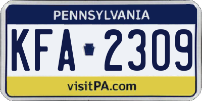 PA license plate KFA2309