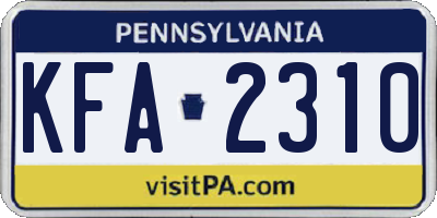 PA license plate KFA2310