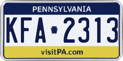 PA license plate KFA2313