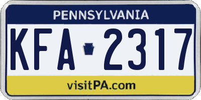 PA license plate KFA2317