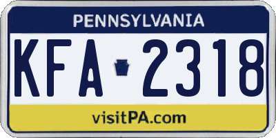PA license plate KFA2318