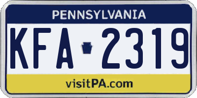 PA license plate KFA2319