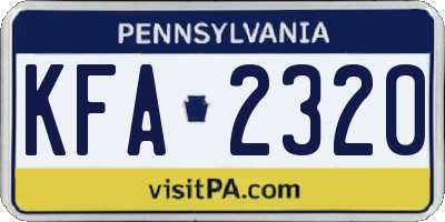 PA license plate KFA2320