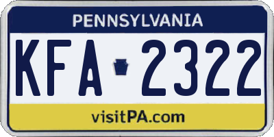 PA license plate KFA2322