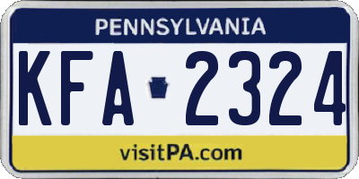 PA license plate KFA2324