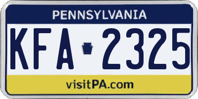PA license plate KFA2325