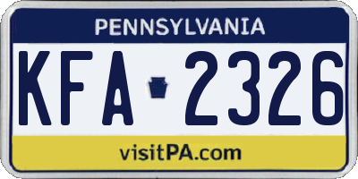 PA license plate KFA2326