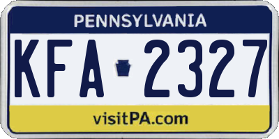 PA license plate KFA2327