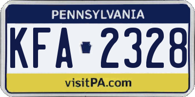 PA license plate KFA2328