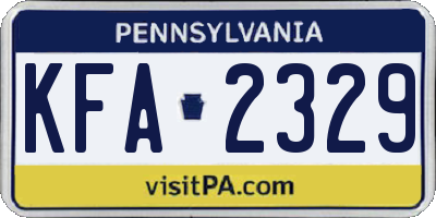 PA license plate KFA2329