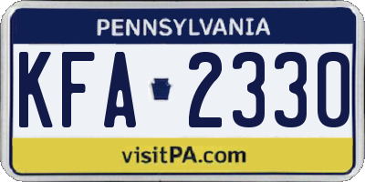 PA license plate KFA2330