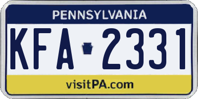 PA license plate KFA2331