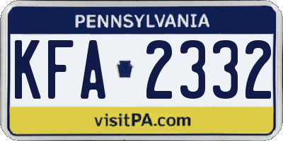 PA license plate KFA2332