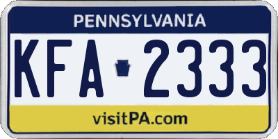 PA license plate KFA2333