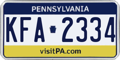 PA license plate KFA2334