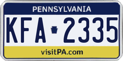 PA license plate KFA2335