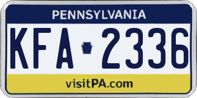 PA license plate KFA2336
