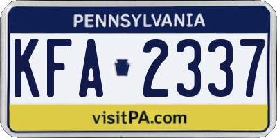 PA license plate KFA2337