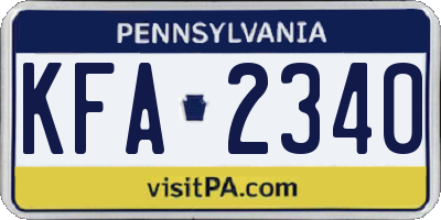 PA license plate KFA2340