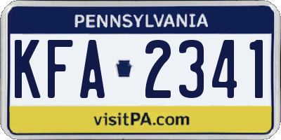 PA license plate KFA2341