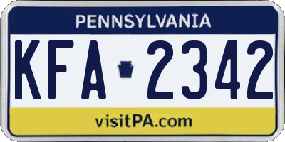 PA license plate KFA2342