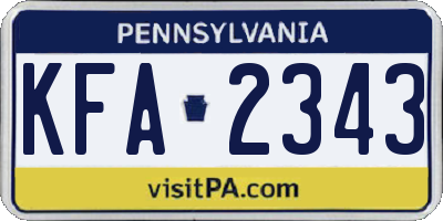 PA license plate KFA2343
