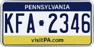 PA license plate KFA2346