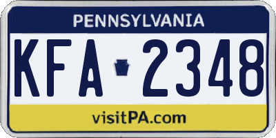 PA license plate KFA2348