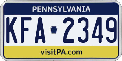 PA license plate KFA2349