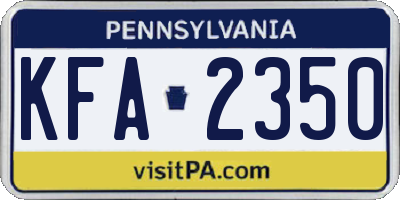 PA license plate KFA2350