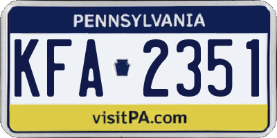 PA license plate KFA2351
