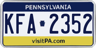 PA license plate KFA2352