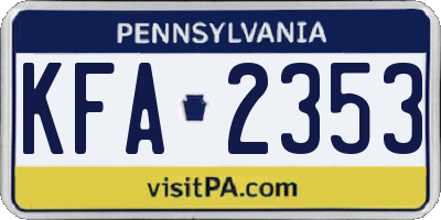 PA license plate KFA2353