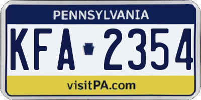 PA license plate KFA2354